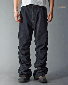 Vaqueros rectos de cintura media apilados de mezclilla personalizados para hombre, estilo japonés, lavado a la piedra y con láser, streetwear con bordado, venta al por mayor - Product Image 1