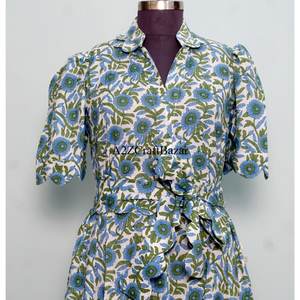 Robe faite main pour femmes et filles, chemise indienne en coton à imprimé floral, robe de nuit courte, maxi, douce, confortable, robe de mariée, vente en gros - Product Image 4