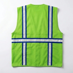 Gilet de sécurité réfléchissant à haute visibilité avec bandes, en coton et polyester, unisexe, vêtements de travail pour la construction et la sécurité personnelle - Product Image 3