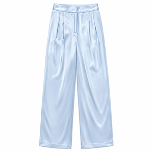 Pantalon large en toile taille haute pour femme, coupe droite, fermeture éclair, élégant et discret, idéal pour le bureau, les soirées et les occasions spéciales. - Product Image 4