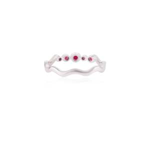 18K Yellow Gold Ruby Wavy <b>Dainty</b> Gemstone <b>Ring</b> - Product Image 6