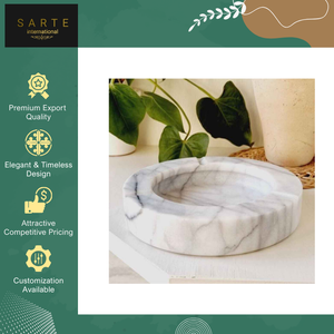 Cenicero Decorativo de Lujo, Hecho a Mano, de Mármol Blanco de Primera Calidad, Diseño Moderno, 10 cm, Venta al Por Mayor - Product Image 2