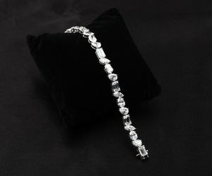 Nueva llegada: Pulsera de tenis de oro blanco de 14K con diamantes de laboratorio de formas variadas, pulsera de boda para mujer, pulsera minimalista, regalo para ella. - Product Image 4