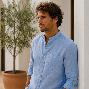 Camisas de Lino para Hombre – Camisas Casuales de Lino para Hombre con Certificación OEKOTEX de Manga Larga - Product Image 1