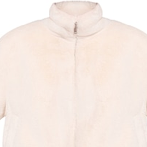 Abrigo Corto Estilo Bomber de Piel Sintética Rexine Blanca, Cuello en V, Cierre Frontal con Cremallera, Ribete Elástico, Lujoso, Reversible, para Primavera - Product Image 6