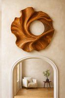 Sculpture murale en bois biologique artisanale, sculpture murale en bois pour salon, mobilier d'hôtel, décoration murale abstraite
