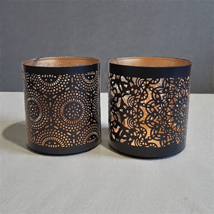 Iron Die Cut <b>Lantern</b> <b>Set</b> With Geometric Pattern For Home Decoration Heat Resistant Candle Holders - Product Image 6