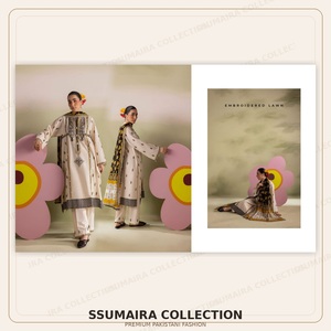 Conjunto de Kurta de Algodón Bordado Tradicional para Mujer, Corte Holgado, Largo hasta el Suelo, Estilo Casual de India y Pakistán, por Gul Ahmed - Product Image 3