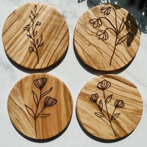 ชุดจานรองแก้วไม้ลายดอกไม้ ทนความร้อน สำหรับตกแต่งโต๊ะอาหารและโต๊ะกาแฟ - Product Image 1