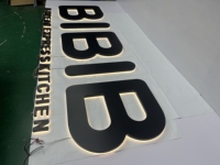 Enseigne lumineuse 3D BOYANG à lettres en relief, personnalisée, en acier inoxydable noir mat, avec halo inversé, écologique, à fixation murale, pour logo