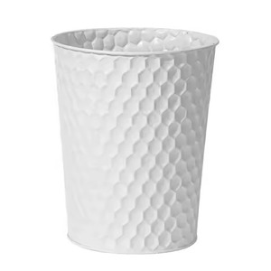 Black Metal Trash Can Storage Bucket Cylindrical Geometric Pattern Decorative Indoor Outdoor Household Use Waste <b>Bin</b> - Product Image 4