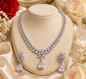 Conjunto de Collar y Pendientes de Circonita Blanca con Aspecto de Perla, Colgante en Forma de Gota de Agua, Joyería para Bodas y Fiestas - Product Image 2