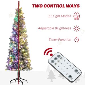 Albero di Natale Artificiale Pre-Illuminato a LED Bicolore, Decorazione Natalizia Effetto Neve con Design a Albero Sottile - Product Image 4