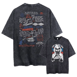 Camiseta Personalizada para Hombre con Lavado Ácido y Pedrería, Algodón Pesado, Corte Oversize Holgado, Cuello Redondo, Diseño Frontal Estilo Urbano - Product Image 6