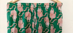 Premium Handcrafted Green Cotton Knitted Leopard Print Flock Printed Summer Night Suit Pajama Set Full Sleeve Shirt <b>Trouser</b> - Product Image 6