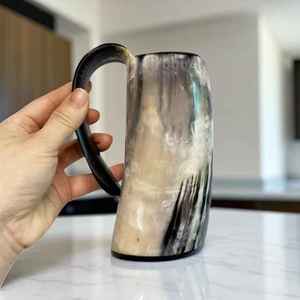 Natural Buffalo Horn Viking Drinking Beer <b>Mug</b> Eco-Friendly Durable <b>Large</b> Capacity Hand Grip Best Selling Home Use - Product Image 4