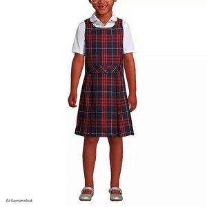 Uniforme Escolar de Primaria, Blusa a Cuadros hasta la Rodilla, Personalizable, Uniforme para Niñas - Product Image 1