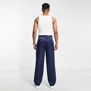 Men Wholesale Satin Pants Regular Fit Midweight 100% Silk Fabric Windproof Breathable Eco-Friendly <b>Drawstring</b> Closure <b>Trousers</b> - Product Image 2