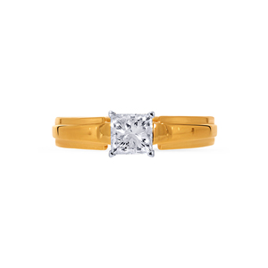 18K Yellow Gold <b>Men</b> Solitaire <b>Ring</b> Luxury 18K Yellow Gold Princess Cut Solitaire Diamond <b>Ring</b> <b>for</b> Women Elegant Engagement <b>Ring</b> - Product Image 2