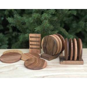 Natural Wood <b>Drink</b> Coaster Set, Handmade Table Coasters for Coffee Cups, Tea Mugs, Glasses and Home Décor - Product Image 5