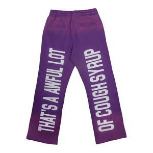 Pantalon décontracté pour homme de haute qualité, coupe droite classique ample, style hip-hop, effet délavé vintage, motif 'Awful Lots of Cough Syrup' - Product Image 3