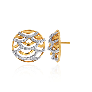 Pendientes de Oro Amarillo de 14K con Círculo Abierto y Diamantes Cultivados en Laboratorio de Corte Redondo, Joyería Fina Moderna, Proveedor Mayorista - Product Image 3