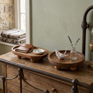 Bandeja de Exhibición de Madera Natural Sólida, Bandeja Decorativa de Madera para Joyería, Perfumes, Cosméticos y Decoración del Hogar - Product Image 4