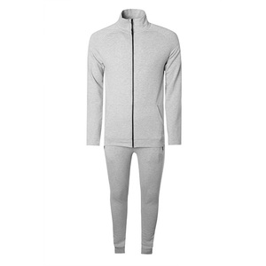 Ensemble de survêtement gris pour homme, fermeture éclair intégrale, couleur unie, polyester, sweat-shirt et pantalon, coupe classique, vêtements décontractés pour l'automne - Product Image 4