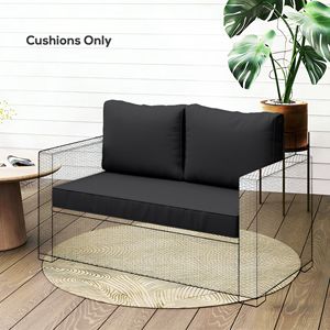 Set di Cuscini Neri Spessi 46x26x5 per Divanetto da Esterno a 2 Posti con Fodera Rimovibile - Product Image 2