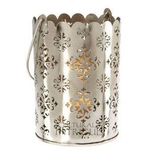 Decorative Metal <b>Lantern</b> <b>Candle</b> Holder Scalloped Edge Cutout Design For Wedding Events Centerpiece Modern Home Decor Supply - Product Image 1