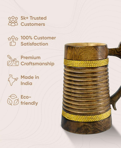 Mug à bière en bois de qualité supérieure, design Koi, fabriqué à la main, avec paille, portable, écologique, par Crescent Crafts - Product Image 2