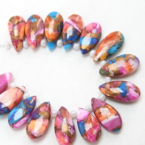 Oyster Cuivre Turquoise Lisse Larme 15X7MM Boucles D'oreilles Perlées Cristal Pierres Précieuses Paire Bijoutiers Fournitures En Gros - Product Image 1