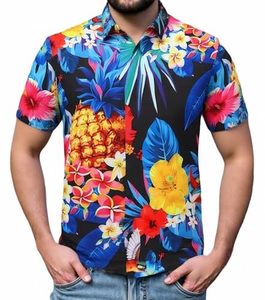 เสื้อเชิ้ตชายหาดแขนสั้นลายดอกไม้เขตร้อน สไตล์ลำลอง ติดกระดุม สีสันสดใสสำหรับฤดูร้อน เสื้อท็อปผู้ชายสำหรับฤดูร้อน - Product Image 1