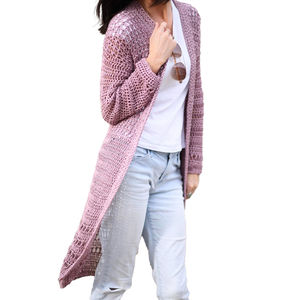 Cardigan léger en tricot crocheté pour femme, ouvert sur le devant, décontracté, printemps-été, en mélange de coton respirant, service OEM - Product Image 2