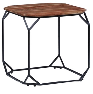 Diseño Industrial Moderno, Modelo METAL WAVE 10974, Mesas Auxiliares de Metal, Tablero de Madera, Patas de Hierro, Sala de Estar, Oficina en Casa, Fácil de Limpiar - Product Image 1