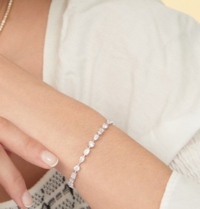 Lab Diamond <b>Emerald</b> Pear Round Cut Tennis Bracelet 18K Gold Plated Luxury Fine Jewelry Gift Party - Product Image 4