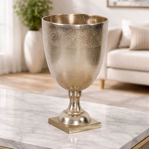 Jarrones de lujo con pedestal plateado, jarrones nórdicos de níquel para mesa, centros de mesa minimalistas para boda - Product Image 1