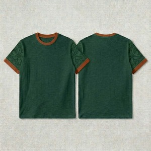 Camiseta Lisa de Manga Corta, Estilo Vintage, Color Sólido, Algodón Grueso, Ropa Urbana Básica, Camisetas para Hombre - Product Image 3