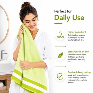Serviette de Bain en Fibre de Bambou Jacquard Premium, Ultra Douce, Ultra Absorbante, Séchage Rapide, Respectueuse de la Peau, Légère et Écologique - Product Image 6