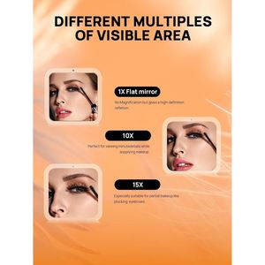 Folding <b>Compact</b> Makeup <b>Mirror</b> 1X/15X Magnification 30.5 Pocket Size Square Hand <b>Mirror</b> with Peach Fuzz for Travel - Product Image 2
