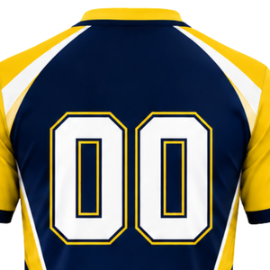 Custom Yellow Navy Blue Sublimated Volleyball Jersey Short Sleeve Athletic Team Wear Sports Shirt Competition Training Clothing - Product Image 6