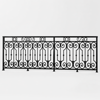 Panneau de balustrade en fer forgé noir avec motif orné pour la sécurité et la décoration des balcons, escaliers et terrasses