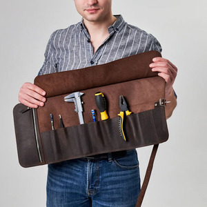 Bolsas organizadoras de herramientas de cuero premium personalizadas, proveedor mayorista, marca personalizada, calidad de exportación, almacenamiento portátil, rollo de herramientas de cuero. - Product Image 1