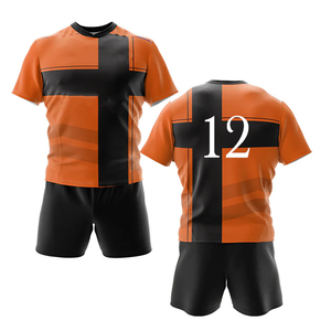 Conjunto de Camiseta de Fútbol Personalizada para Hombre en Azul y Negro con Bloques de Color, Absorbente de Humedad, Manga Corta, 100% Poliéster, Impresión Sublimada - Product Image 4
