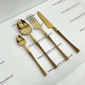 Ensemble de couverts de luxe en acier inoxydable |   Kit de couverts : cuillère, fourchette, couteau, baguettes |   Lave-vaisselle portable léger et compatible lave-vaisselle - Product Image 2