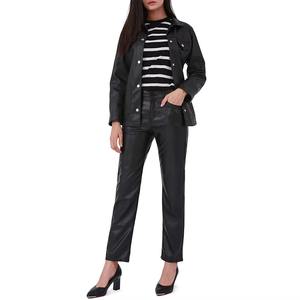 Nouveau pantalon élégant en cuir PU écologique pour femme, taille mi-haute, imperméable et respirant, idéal pour l'hiver, coupe droite - Product Image 4