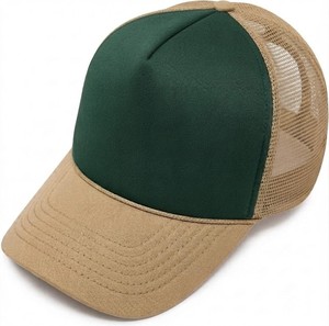 Casquette Trucker en Maille Vert et Kaki, 6 Panneaux, Réglable, Respirante, pour Adultes, Style Décontracté Extérieur Printemps-Été - Product Image 1