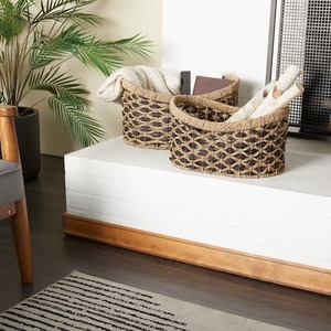 Hot Selling Featured Water Hyacinth <b>Laundry</b> <b>Basket</b> Handwoven Natural Fiber Storage Solution For Home - Product Image 5