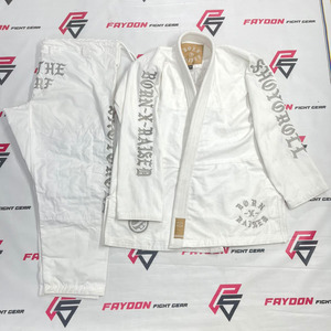 Kimono Shoyorol x Born x Raised Blanco, Uniforme de Jiu Jitsu, Hecho a Medida, para Artes Marciales Mixtas, BJJ Brasileño - Product Image 1
