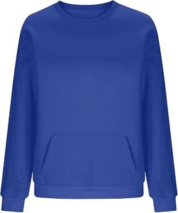 Sudadera Azul con Cuello Redondo y Estampado de Estrellas en las Mangas, Corte Regular, Unisex, Informal, para Otoño - Product Image 4